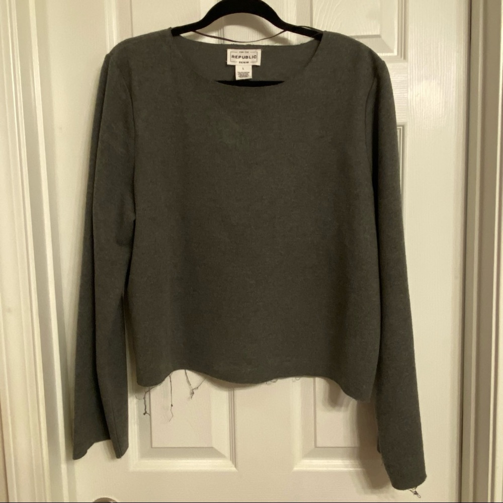Long Sleeve Clean Cut Grey Thin Sweater